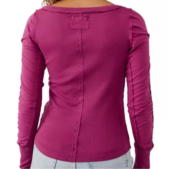 We the Free Daisy Ribbed Braided Cotton long sleeve cuff blouse top - XS - Picture 6 of 7